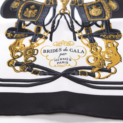 Hermes Silk Brides de Gala Nano Scarf 20 Black White Or 2 of 4