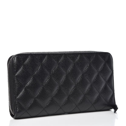 Chanel Caviar Quilted Large Gusset Zip Around Wallet Black 3 of 9