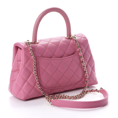 Chanel Caviar Quilted Mini Coco Handle Flap Pink 3 of 10