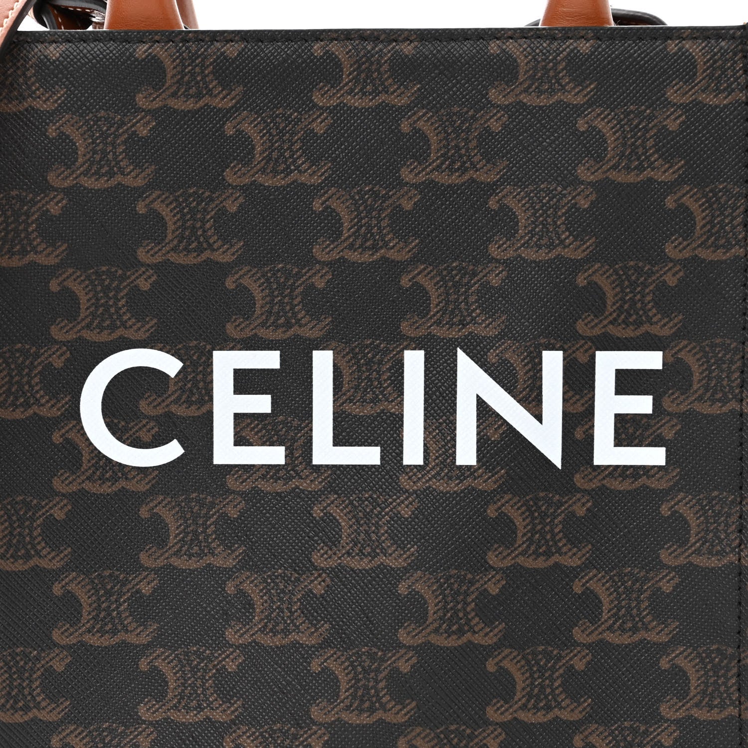 Celine Triomphe Canvas Calfskin Mini Vertical Cabas Tan 7 of 9