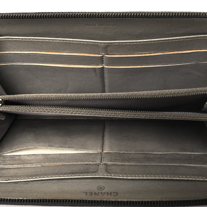 Chanel Lambskin Camellia Embossed Large Zip Around Gusset Wallet Black 5 of 10