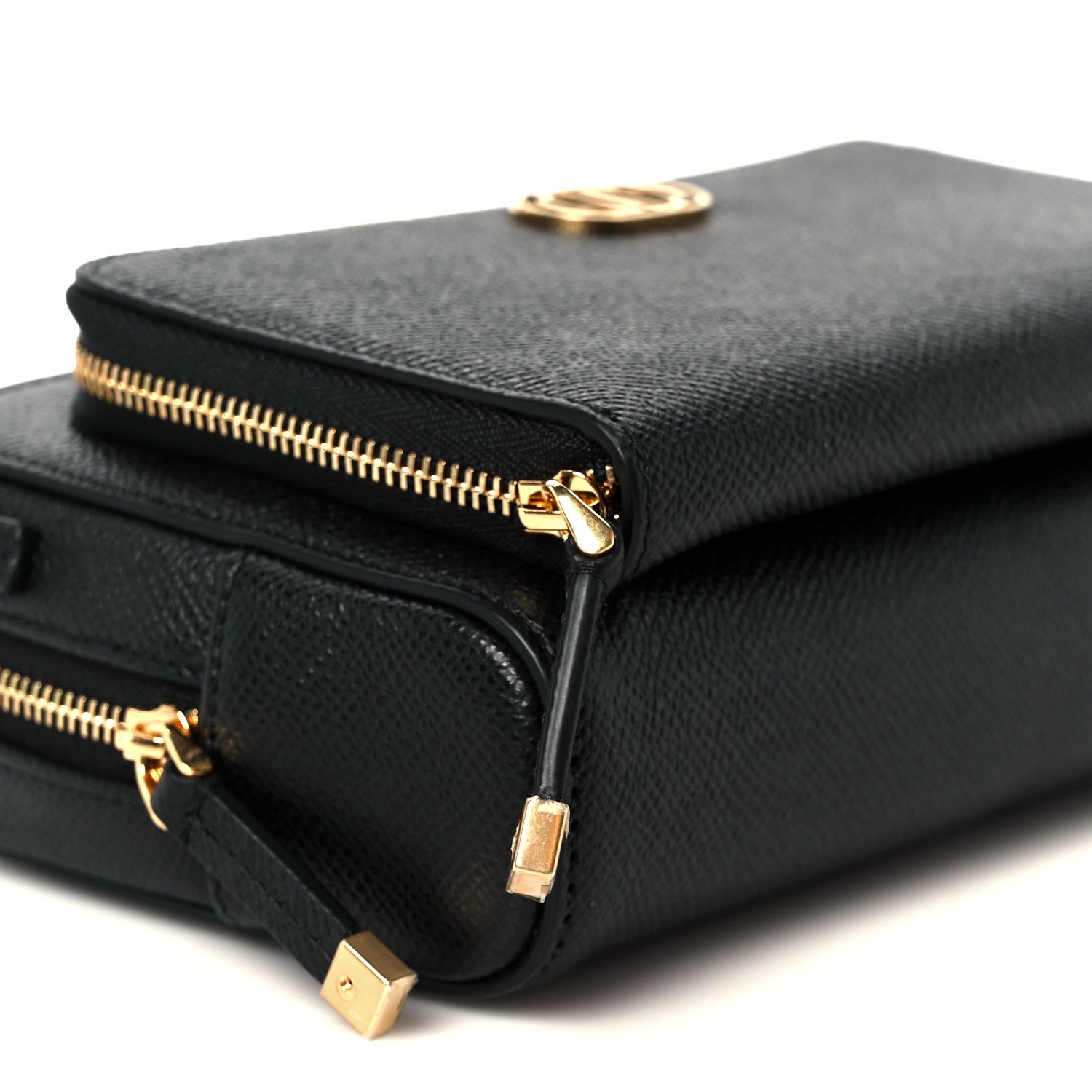 Christian Dior Grained Calfskin Caro Double Pouch Black 9 of 10