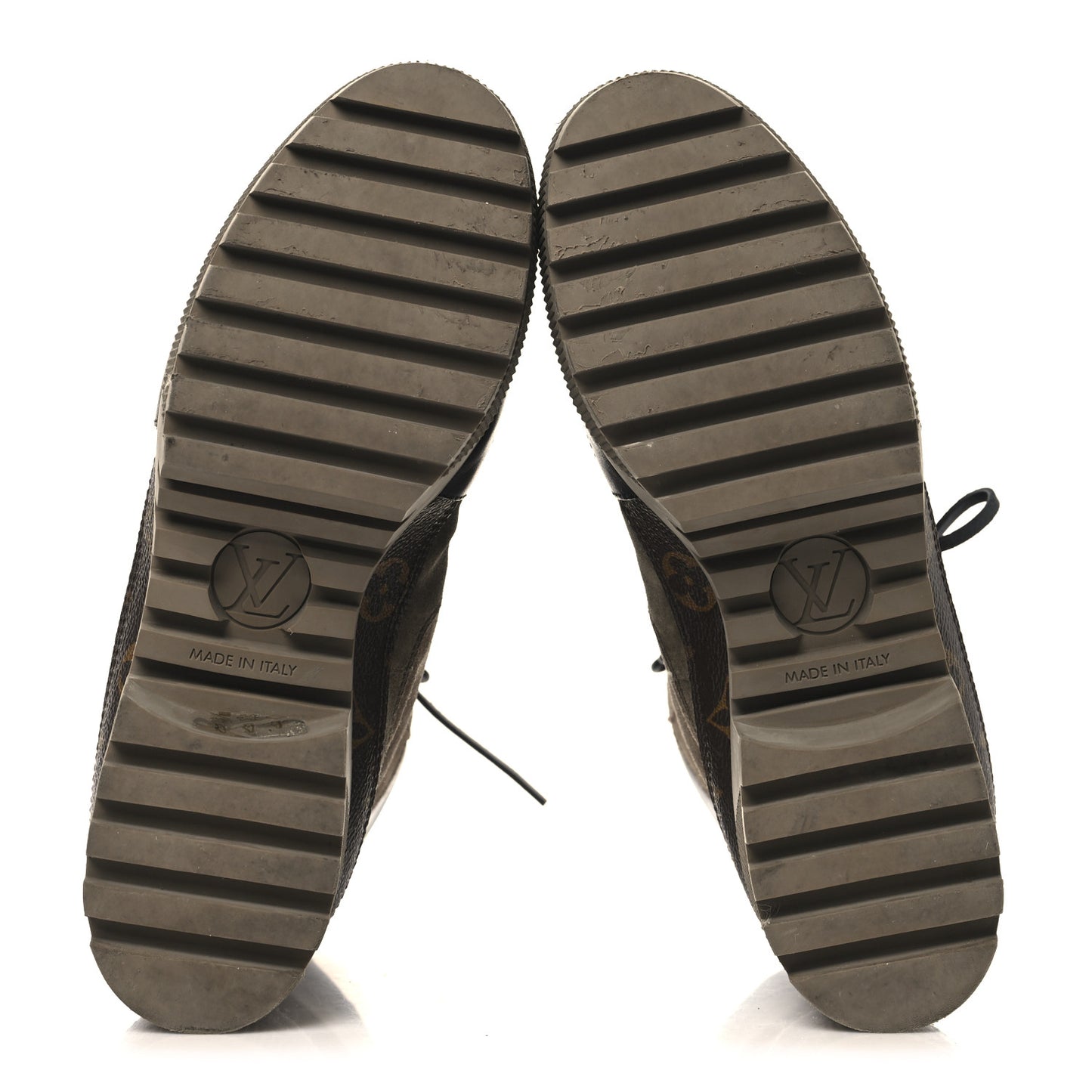Suede Calfskin Monogram Laureate Platform Desert Boots 38.5 Taupe