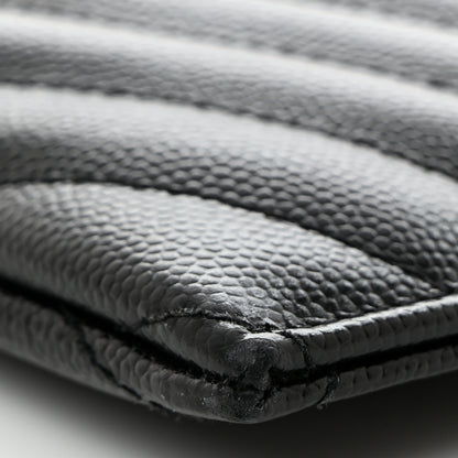 Saint Laurent Grain De Poudre Chevron Monogram Bill Pouch Black 9 of 10