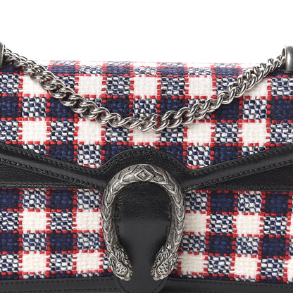 Gucci Vintage Tweed Check Small Dionysus Shoulder Bag White Hibiscus Red Marine 6 of 8