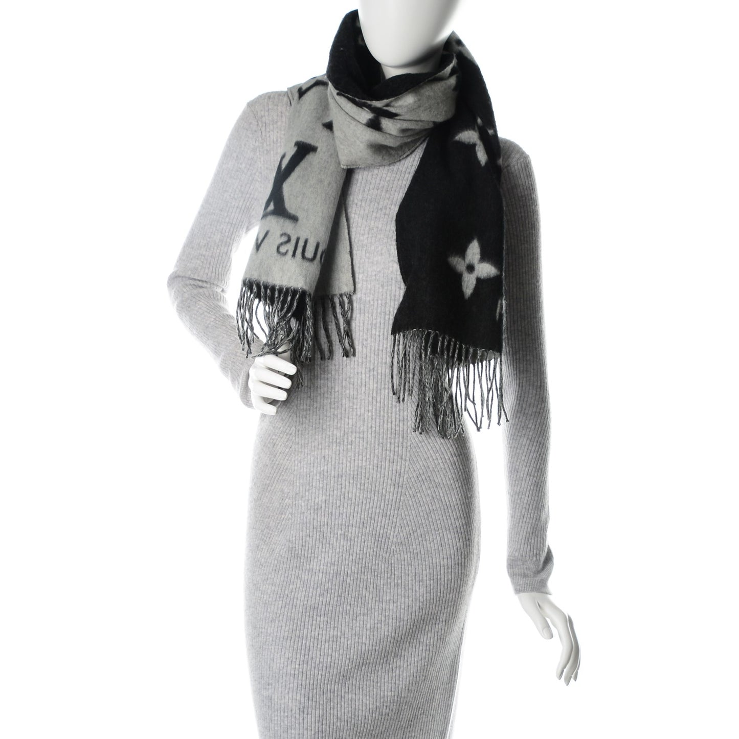 Cashmere Monogram Reykjavik Scarf Black