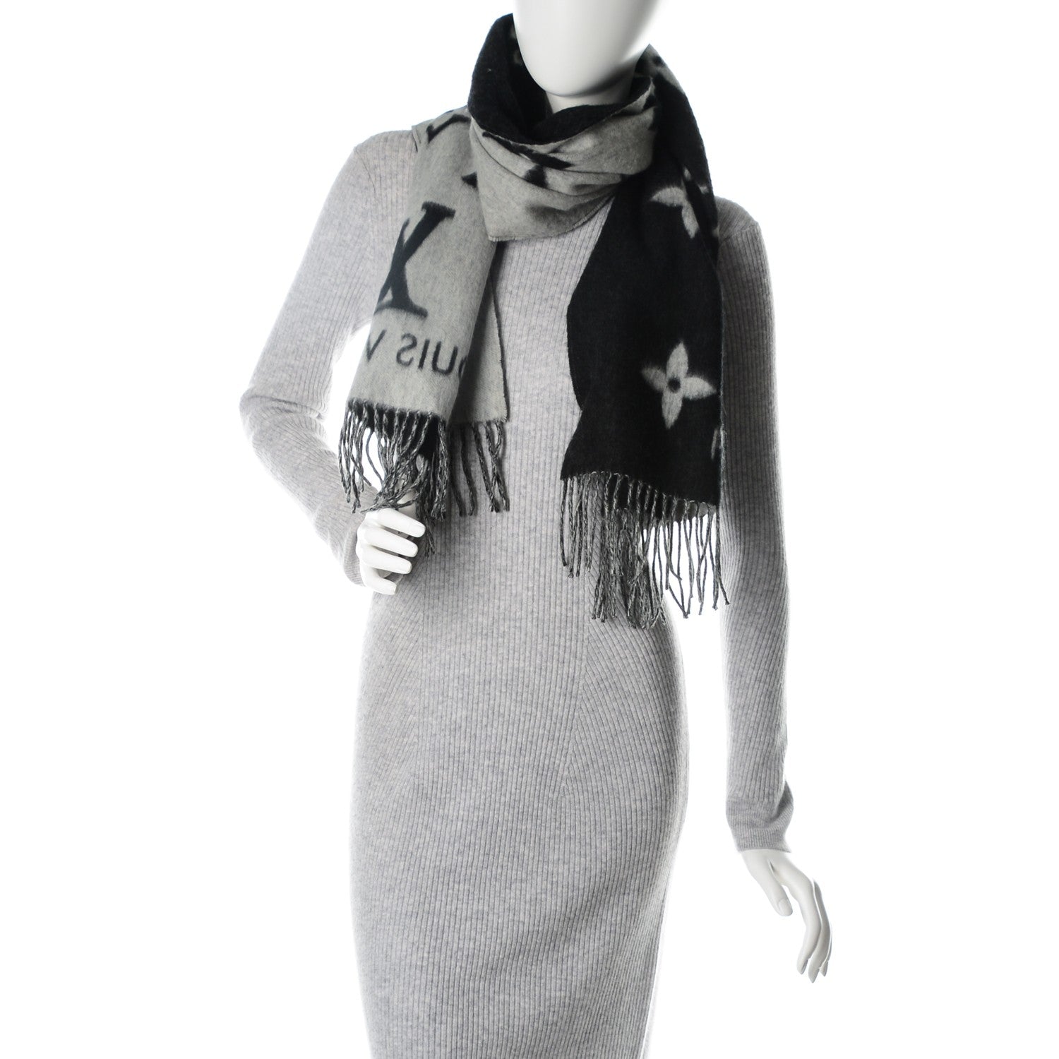 Louis Vuitton Cashmere Monogram Reykjavik Scarf Black 2 of 4