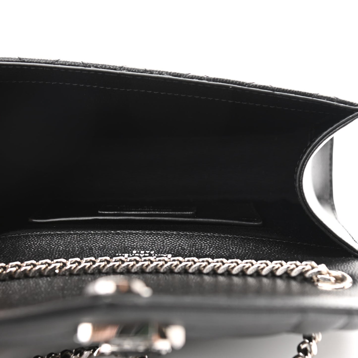 Grain De Poudre Textured Mixed Matelasse Triquilt Small Monogram Satchel Black