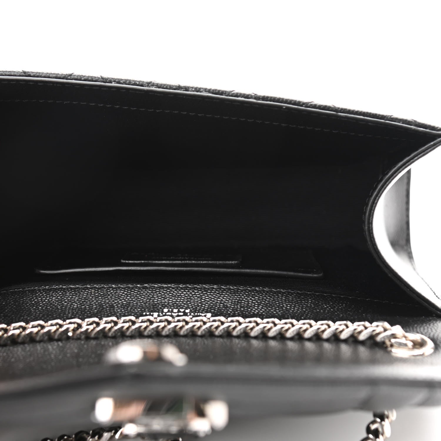 Saint Laurent Grain De Poudre Textured Mixed Matelasse Triquilt Small Monogram Satchel Black 5 of 9