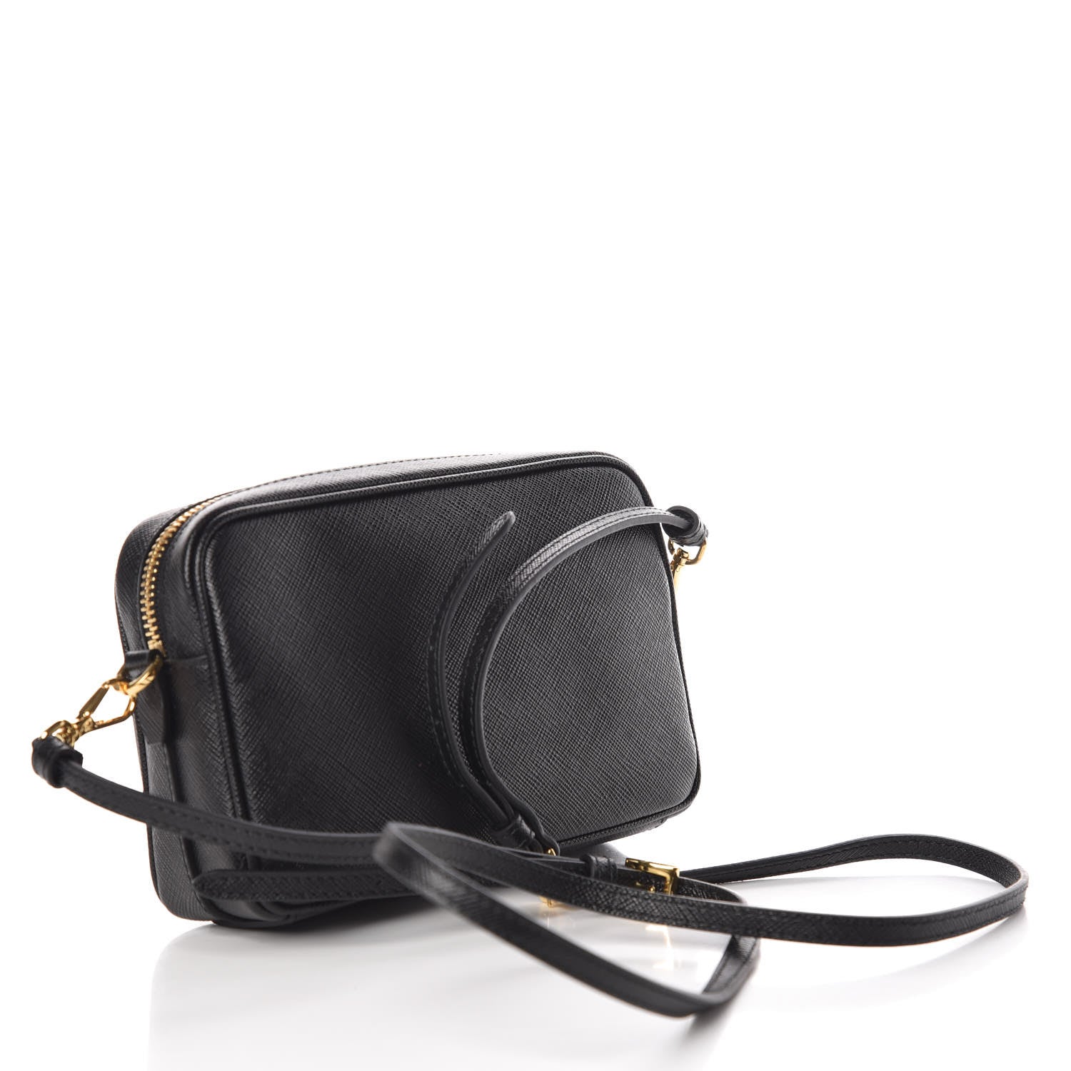 Prada Saffiano Small Camera Crossbody Bag Black 3 of 10