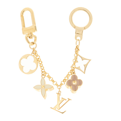 Louis Vuitton Brass Enamel Fleur De Monogram Bag Charm Chain Gold 4 of 4