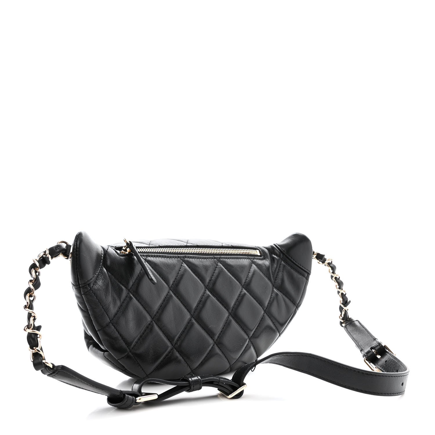 Chanel Lambskin Quilted Waist Bag Fanny Pack Black 3 of 11
