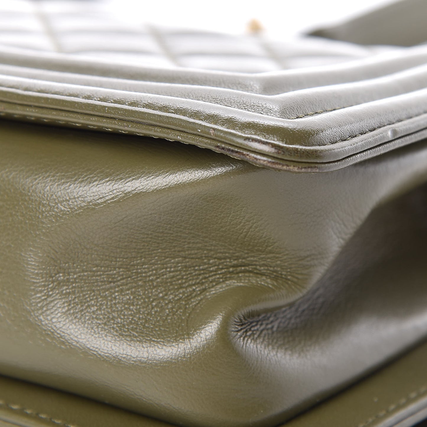 Lambskin Quilted Small Boy Flap Khaki