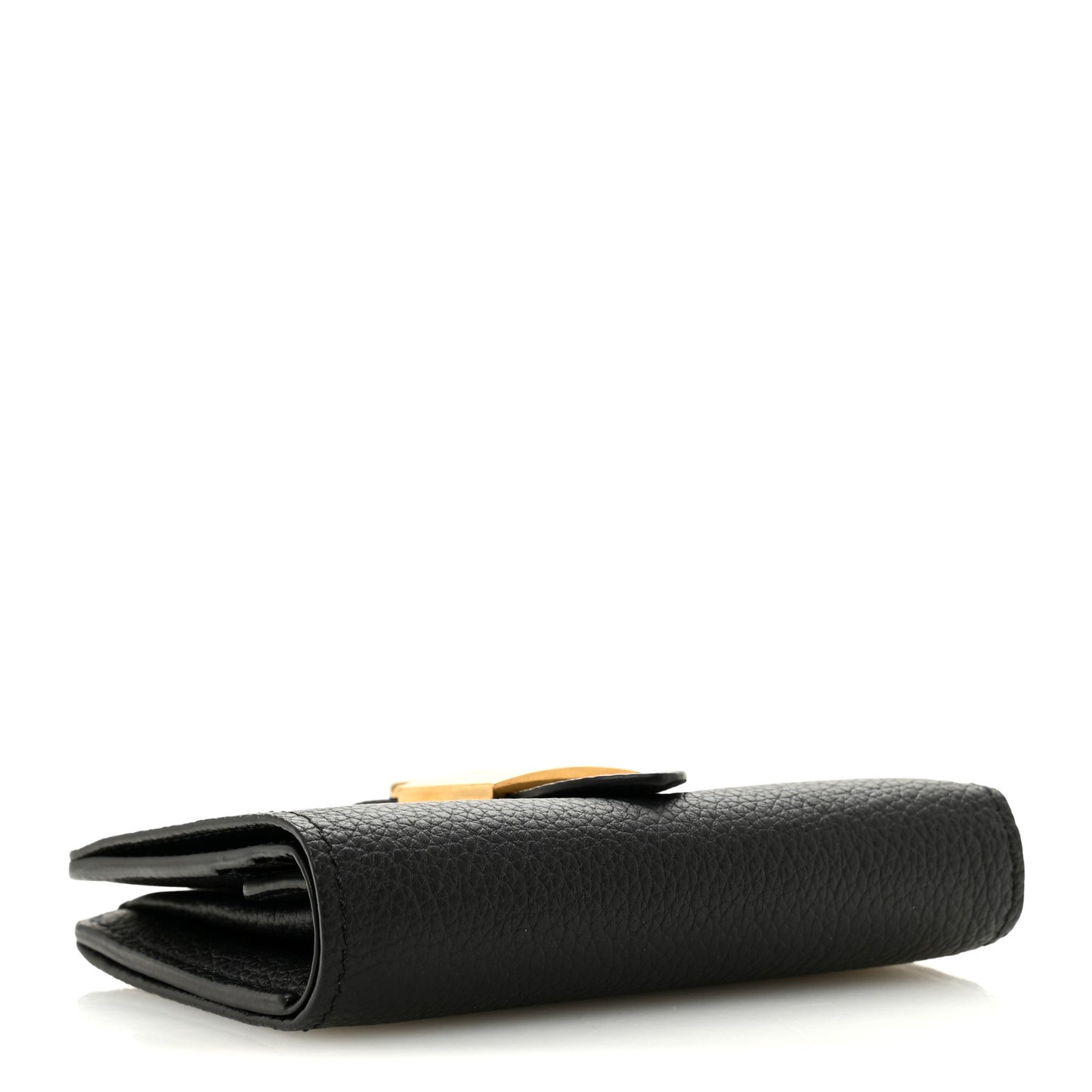 Grained Calfskin Low Key Compact Wallet Black