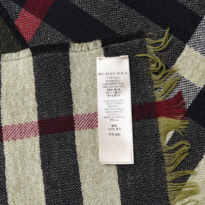 Burberry Wool Check Lightweight Scarf Green 5 of 5