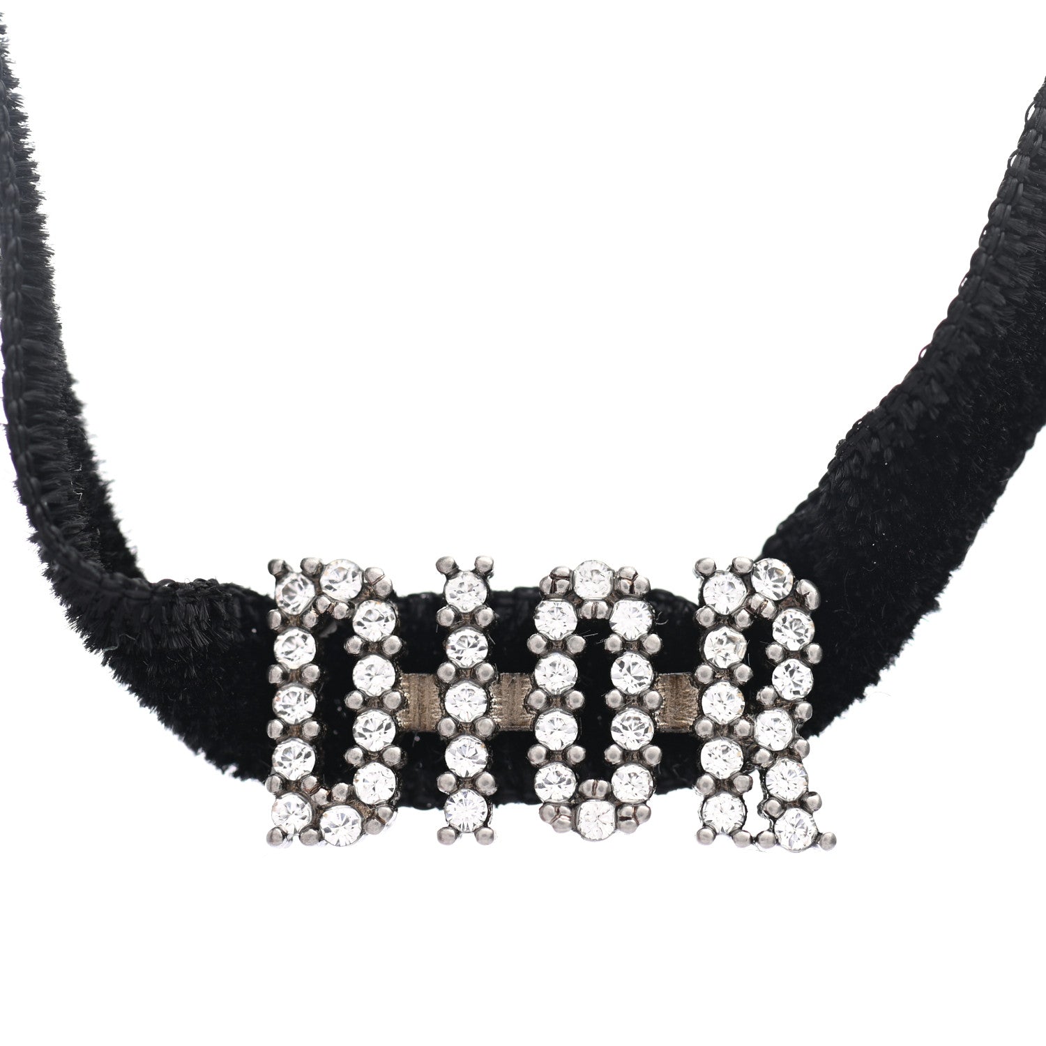 Christian Dior Velvet Crystal DIOR Choker Necklace Black 4 of 5