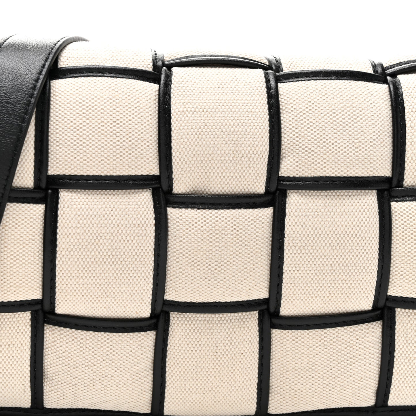 Denim Maxi Intrecciato Padded Cassette Crossbody Bag Natural Black