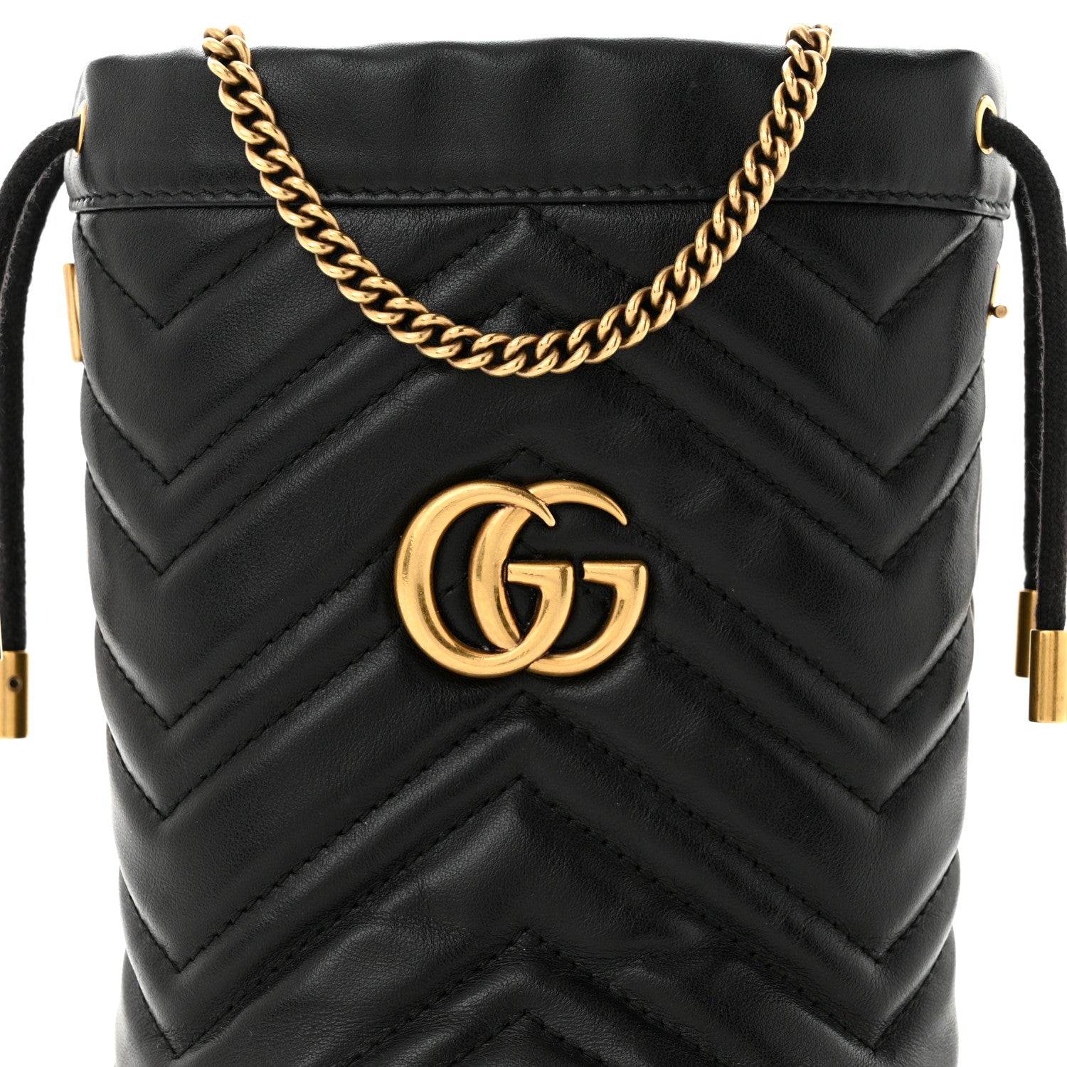 Gucci Calfskin Matelasse Mini GG Marmont 2.0 Bucket Bag Black 8 of 10