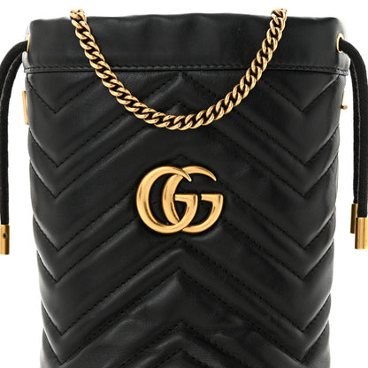 Gucci Calfskin Matelasse Mini GG Marmont 2.0 Bucket Bag Black 8 of 10