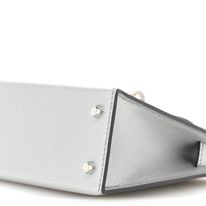 Hermes Metallic Chevre Chamkilight Mini Kelly Sellier 20 Argent 10 of 11