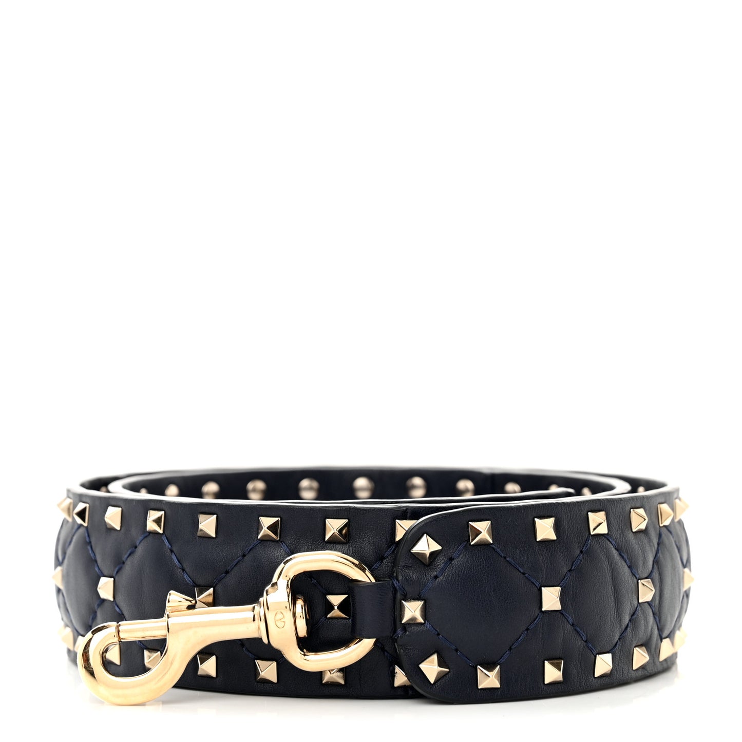 Lambskin Rockstud Spike Shoulder Strap Marine