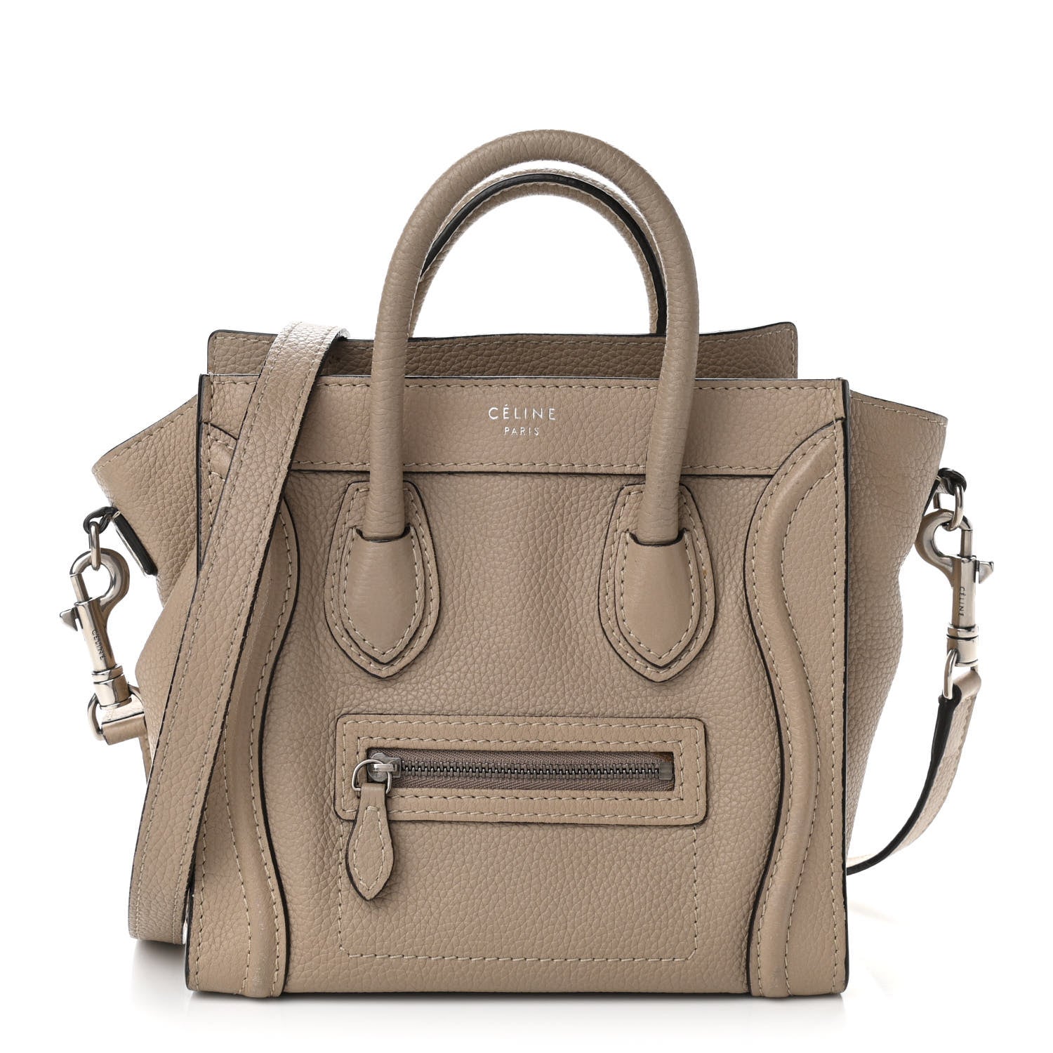 Celine Drummed Calfskin Nano Luggage Dune 1 of 12