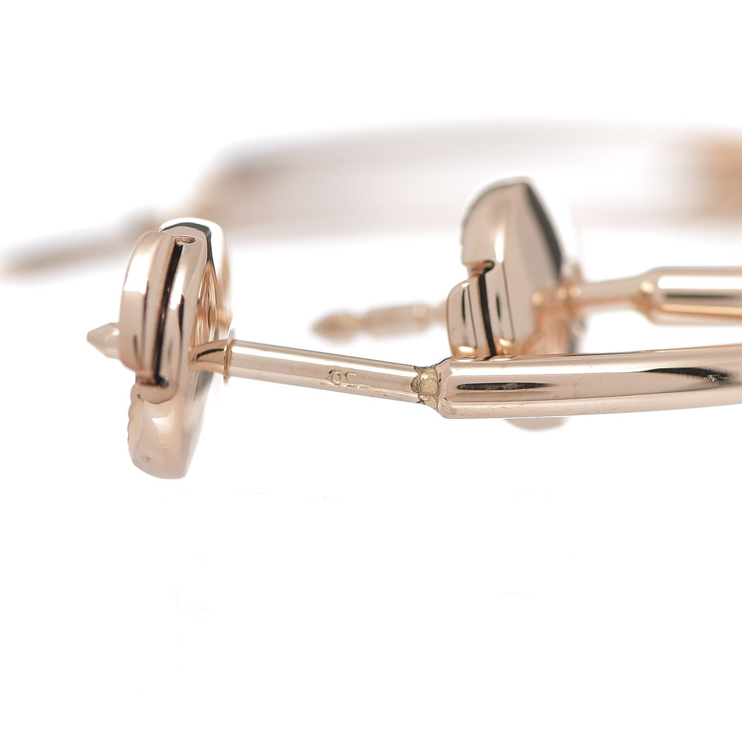 Hermes 18K Rose Gold Diamond Chaine d'Ancre Enchainee Hoop Earrings 3 of 4