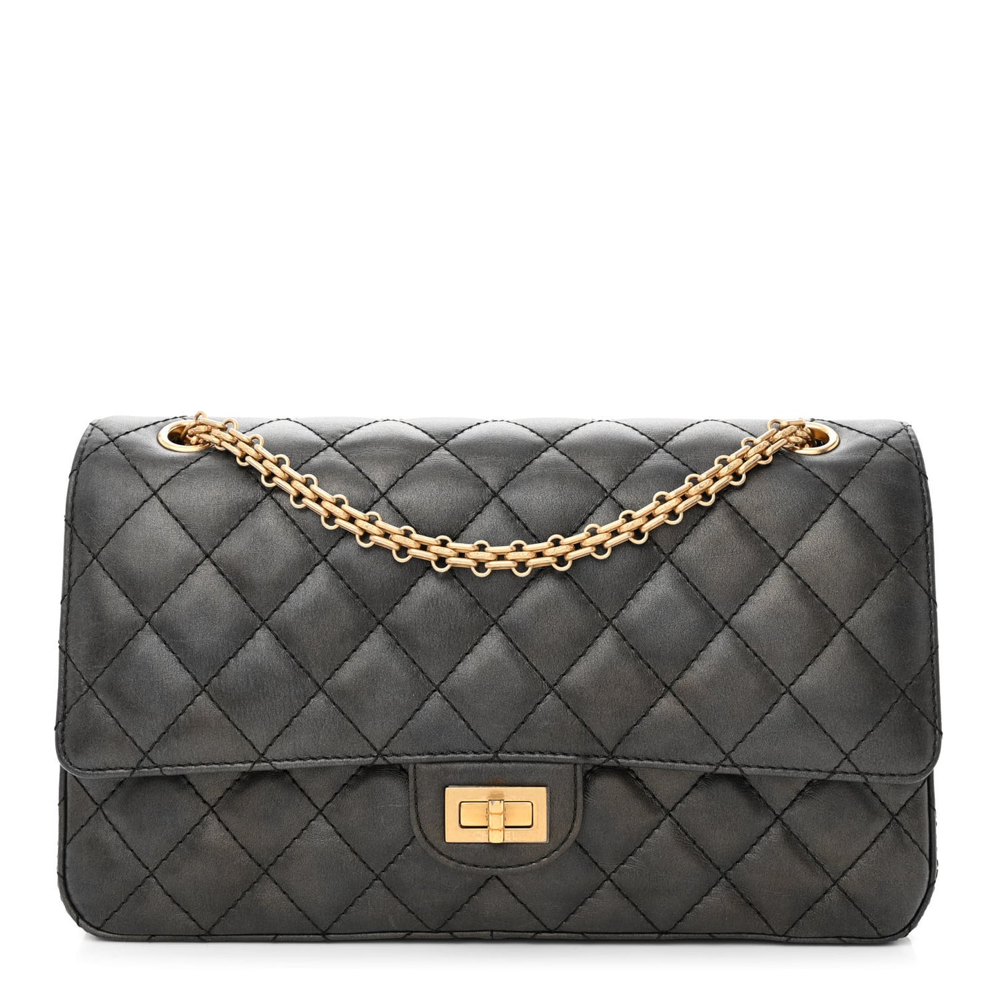 Metallic Calfskin Quilted 2.55 Reissue 226 Flap Charcoal