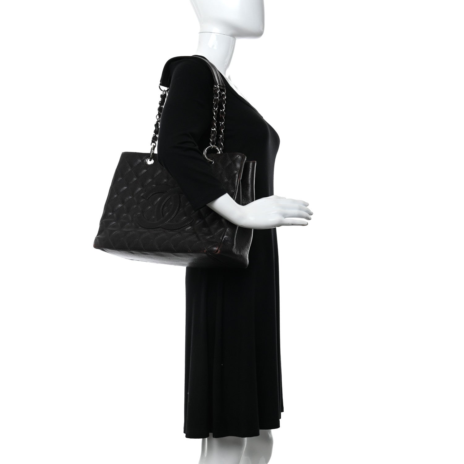 Chanel Caviar Quilted Grand Shopping Tote GST Dark Brown 2 of 9