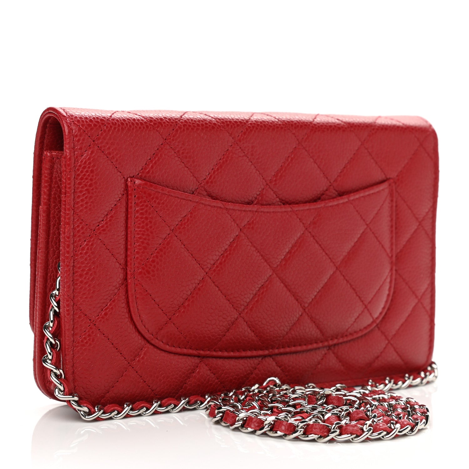 Chanel Caviar Quilted Wallet On Chain WOC Red 3 of 12