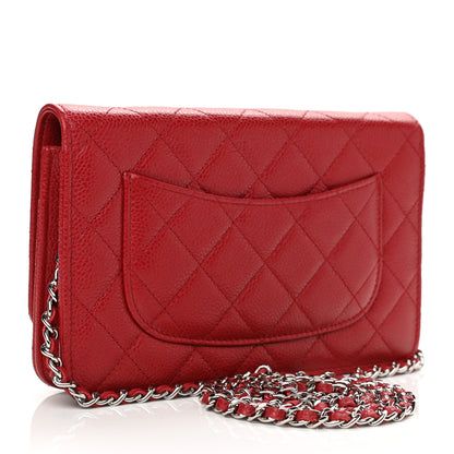 Chanel Caviar Quilted Wallet On Chain WOC Red 3 of 12