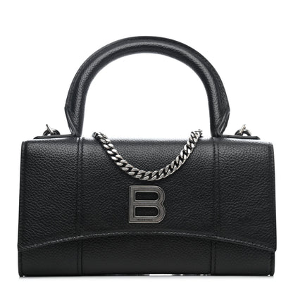 Balenciaga Grained Calfskin Hourglass Top Handle Crossbody Phone Holder Black 1 of 5