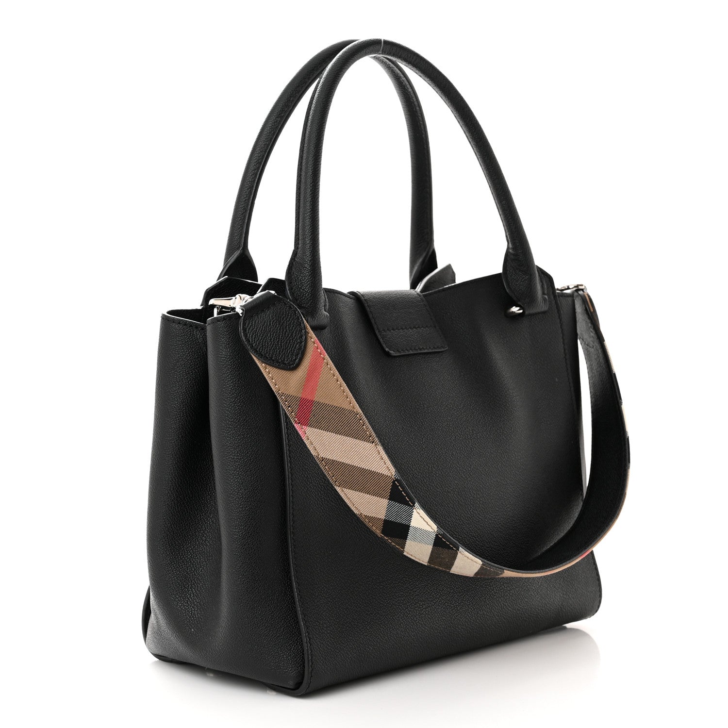 Burberry Soft Grain Calfskin Medium Buckle Tote Black 3 of 16
