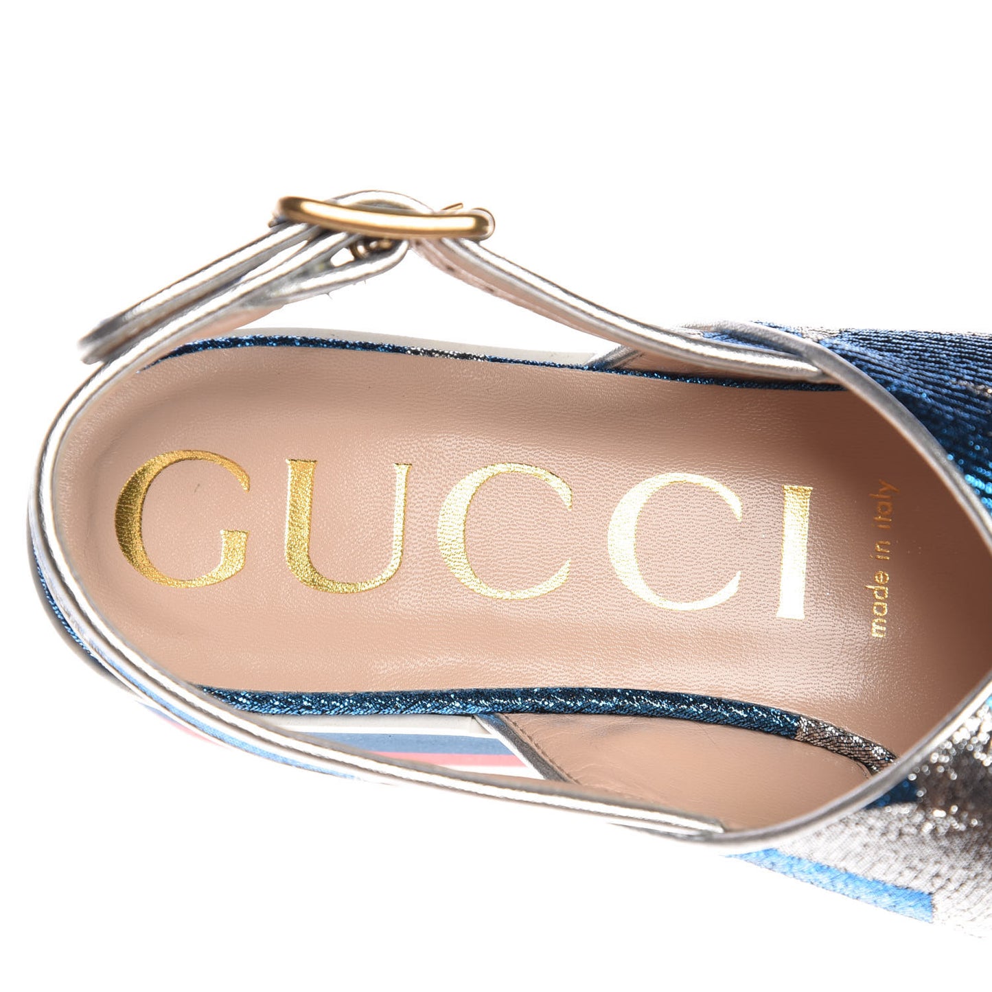 Lurex Starry Sky Crossover Platform Sandals 37.5 Bleuette Silver