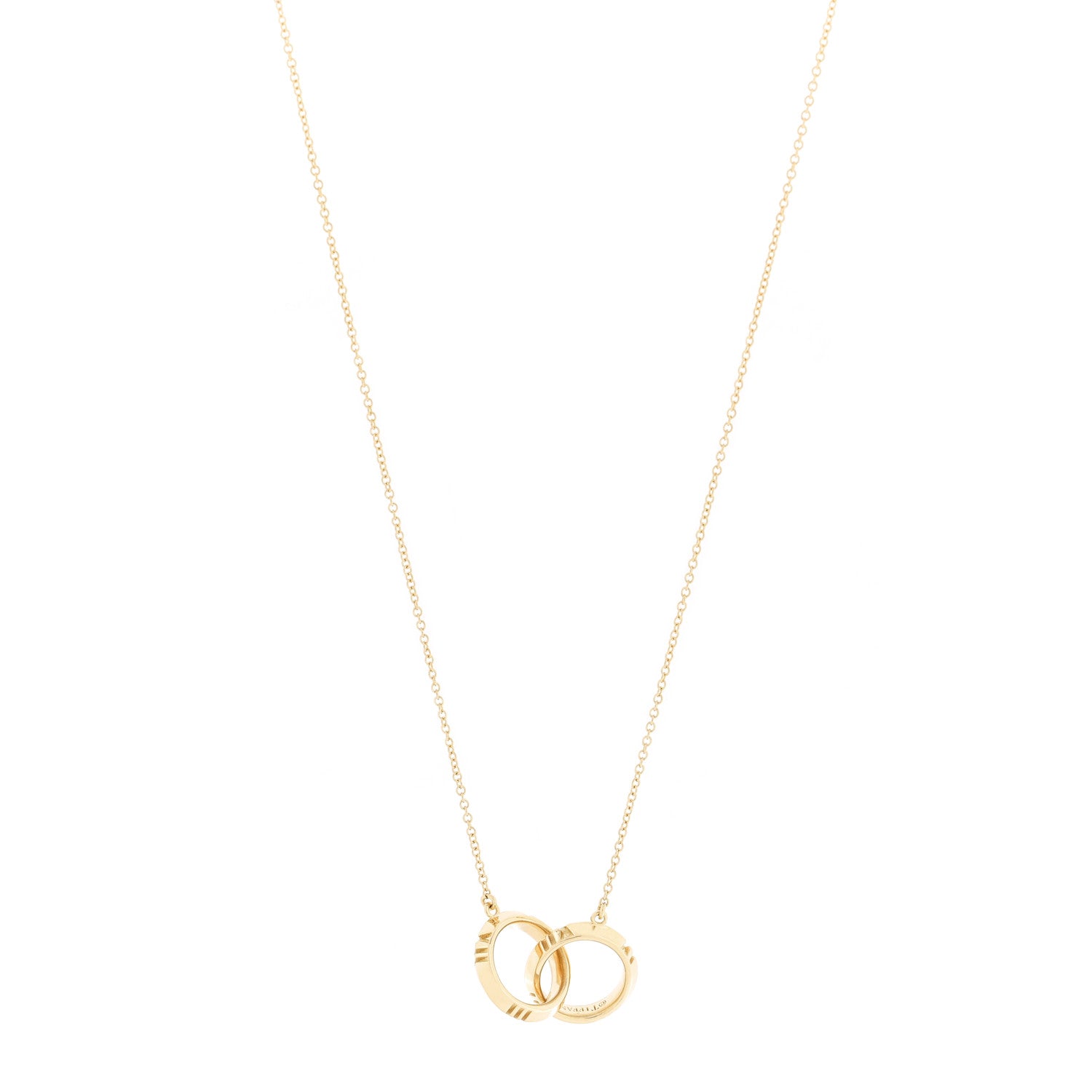 Tiffany 18K Yellow Gold Interlocking Atlas Open Pendant Necklace 1 of 6