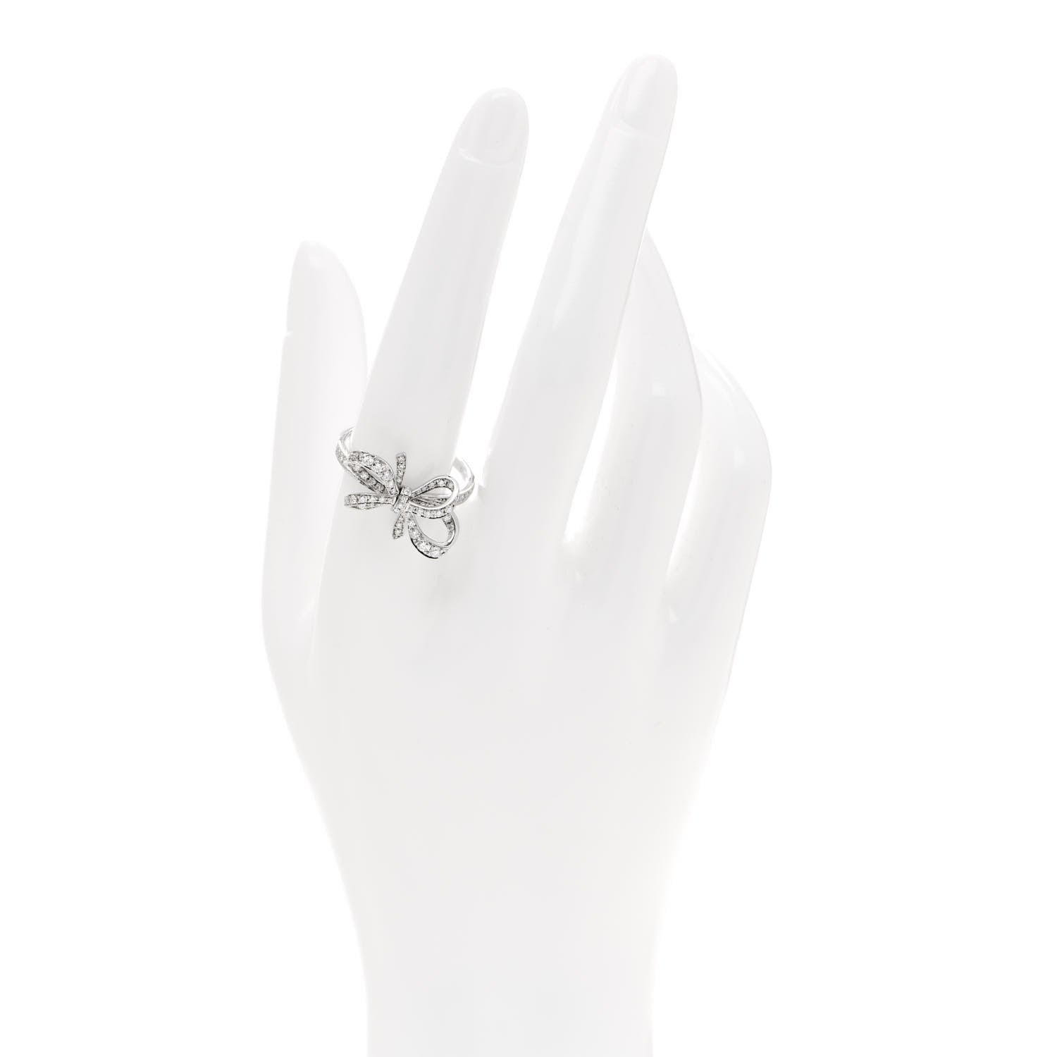 Tiffany Platinum Diamond .51ctw Double Bow Ring 60 9.25 2 of 5