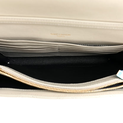 Saint Laurent Lambskin Diamond Quilted Becky Chain Wallet Blanc Vintage 5 of 13