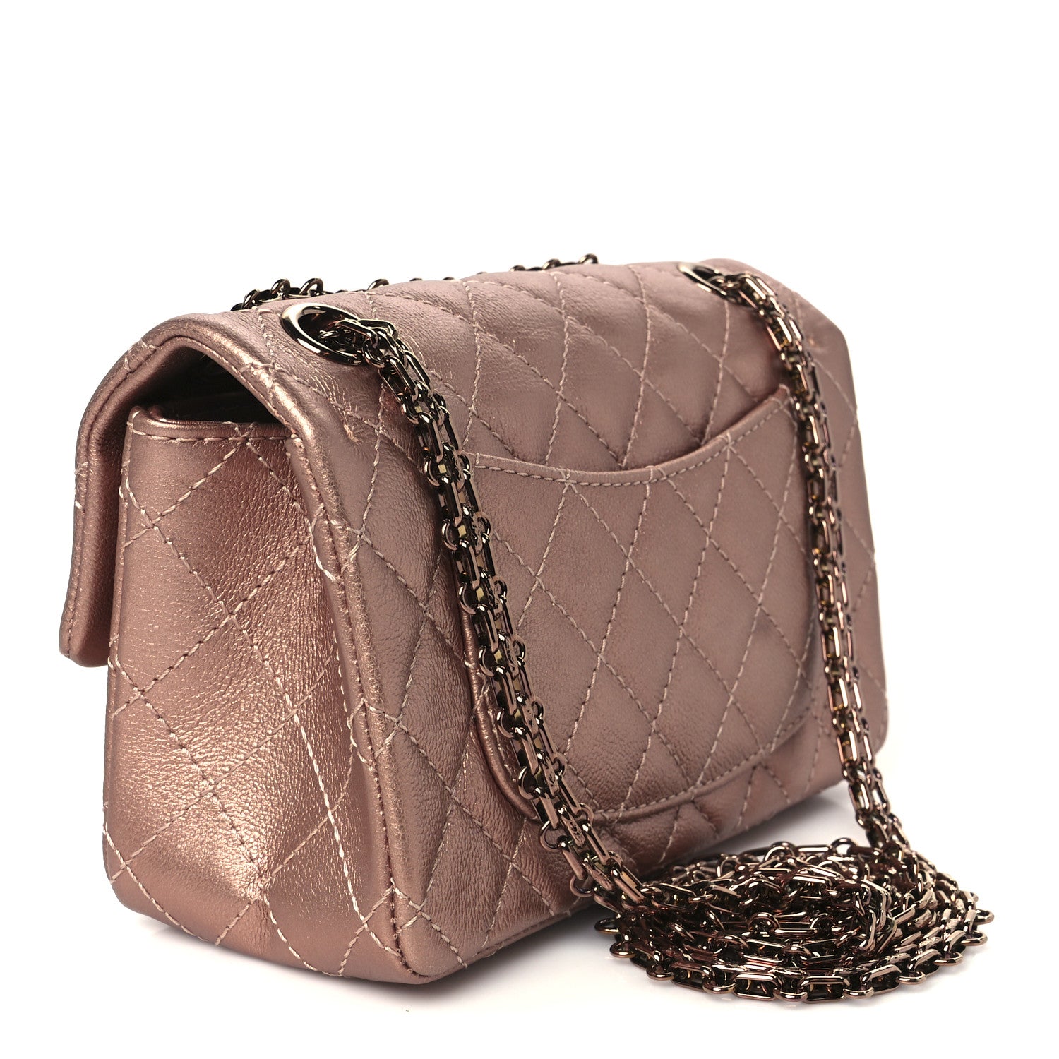Chanel Metallic Grained Calfskin Quilted 2.55 Reissue Mini Flap Copper Pink 3 of 11