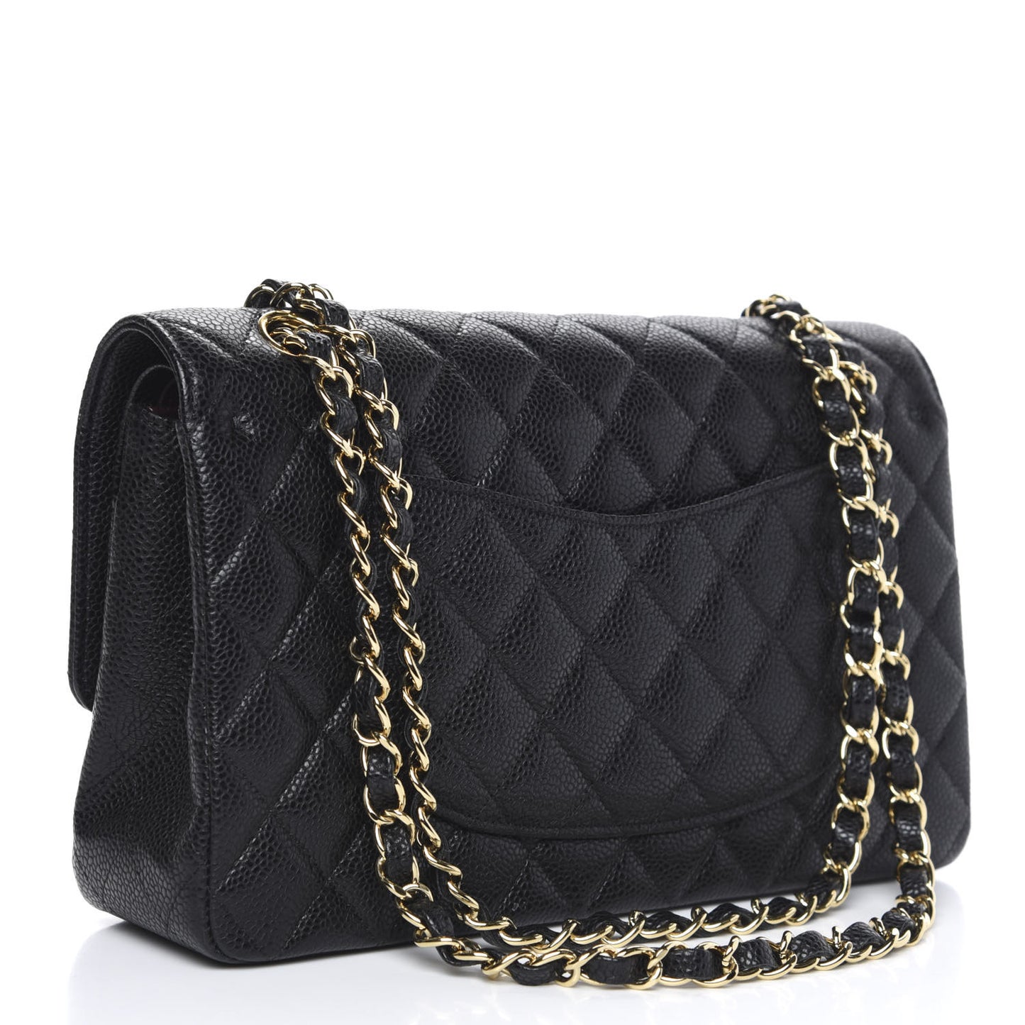 Caviar Quilted Medium Double Flap Black