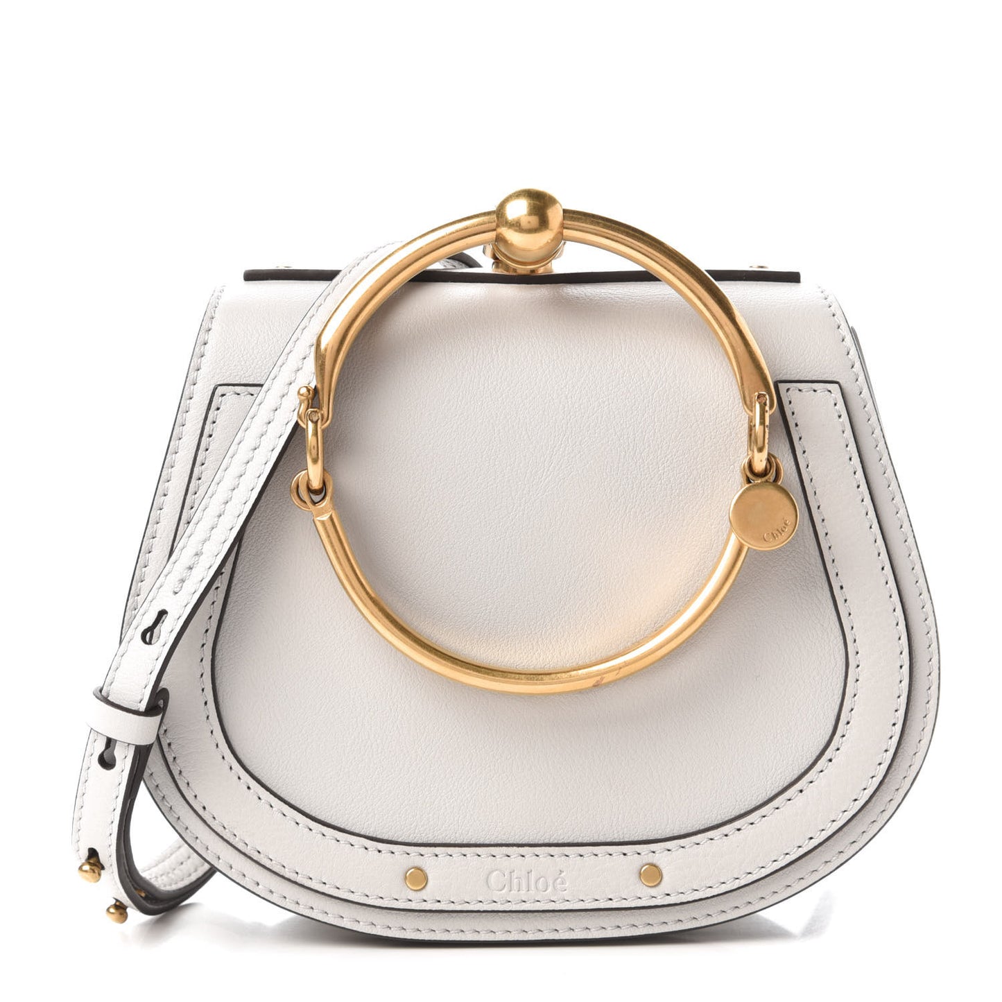Calfskin Suede Small Nile Bracelet Bag Airy Grey