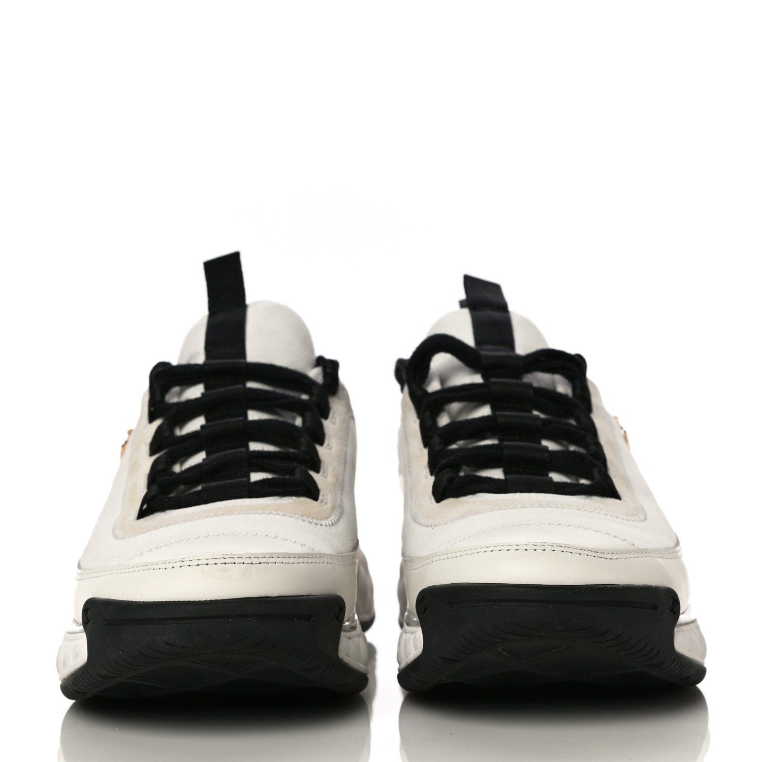 Chanel Fabric Calfskin Suede CC Sneakers 41 Ivory Black 2 of 15