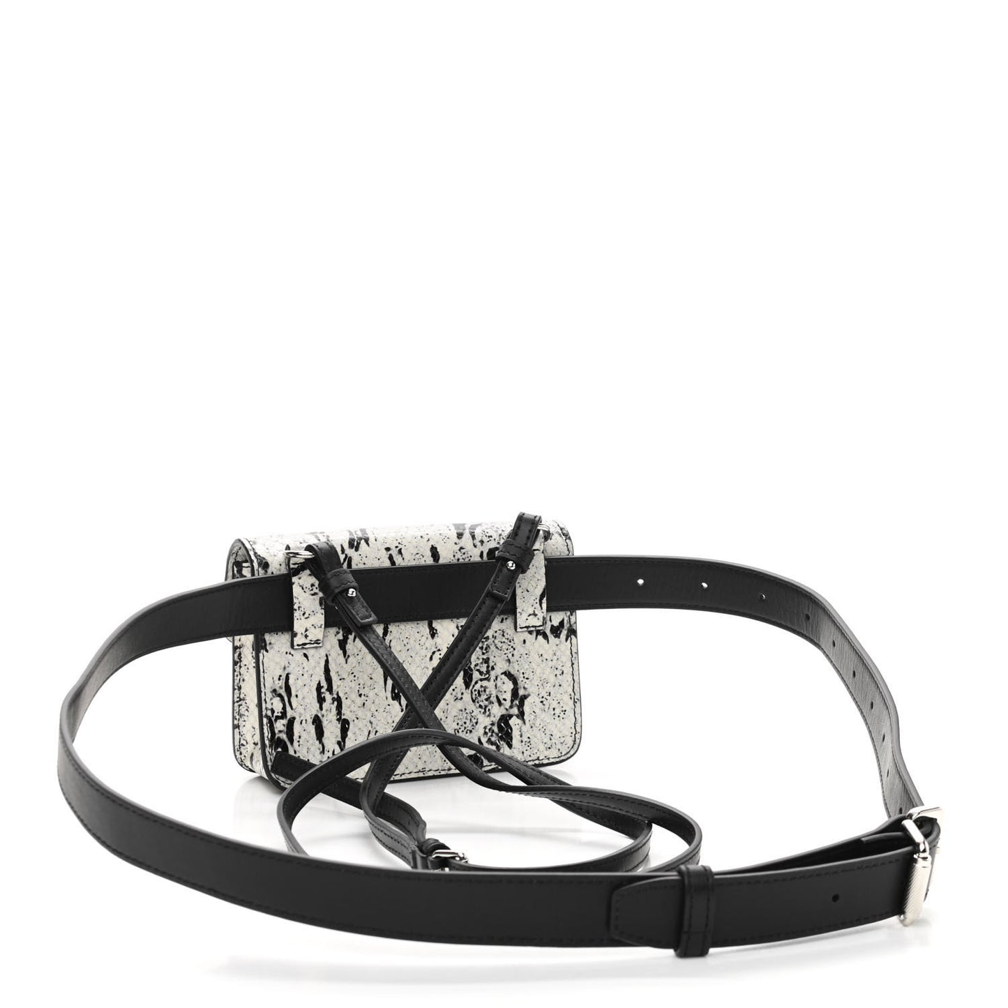 Calfskin Snakeskin Embossed Micro PS11 Belt Bag Optic White Black