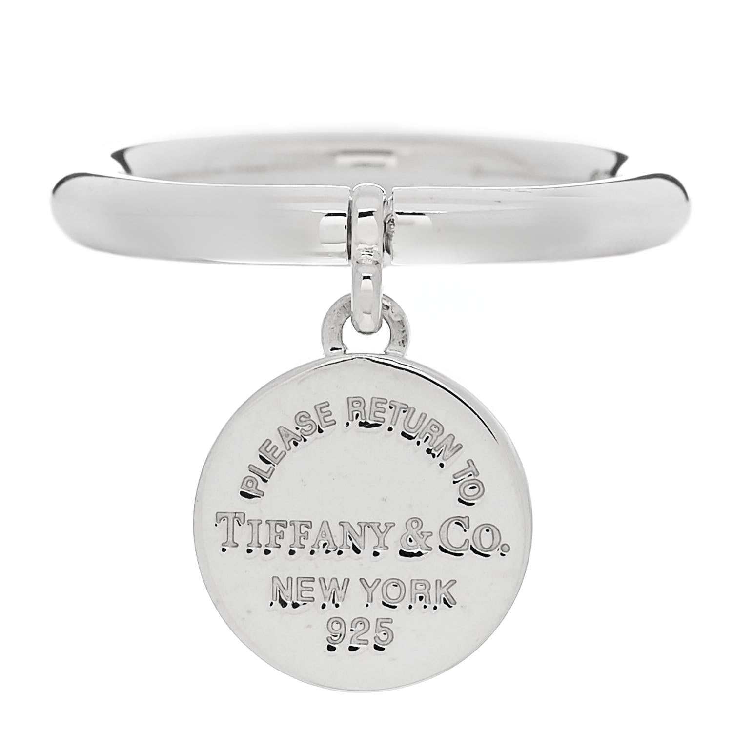 Tiffany Sterling Silver Return to Tiffany Round Charm Ring 50 5.5 1 of 5