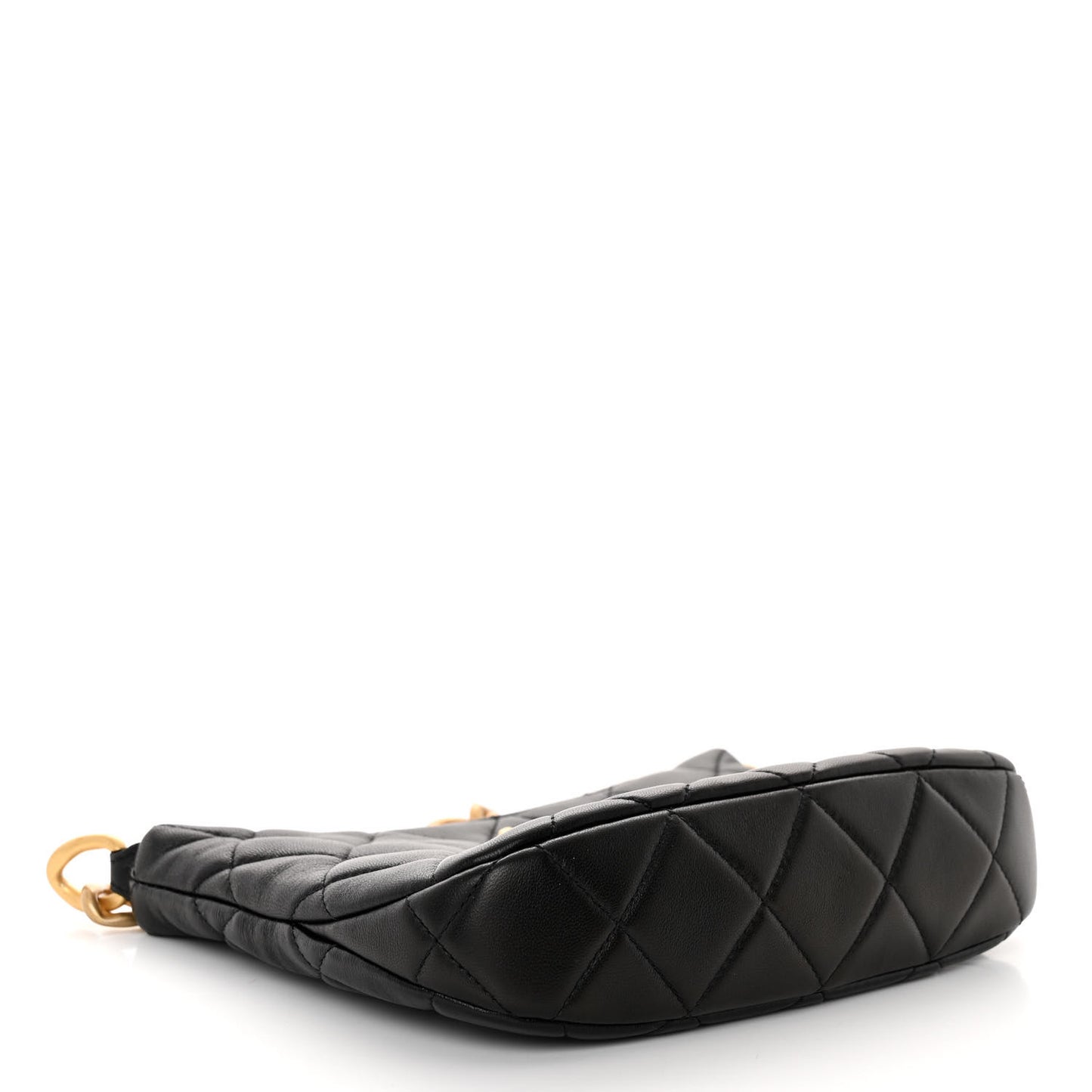Lambskin Quilted CC Chain Hobo Black