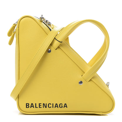 Balenciaga Shiny Day Calfskin Logo XS Triangle Duffle Jaune Black 1 of 9