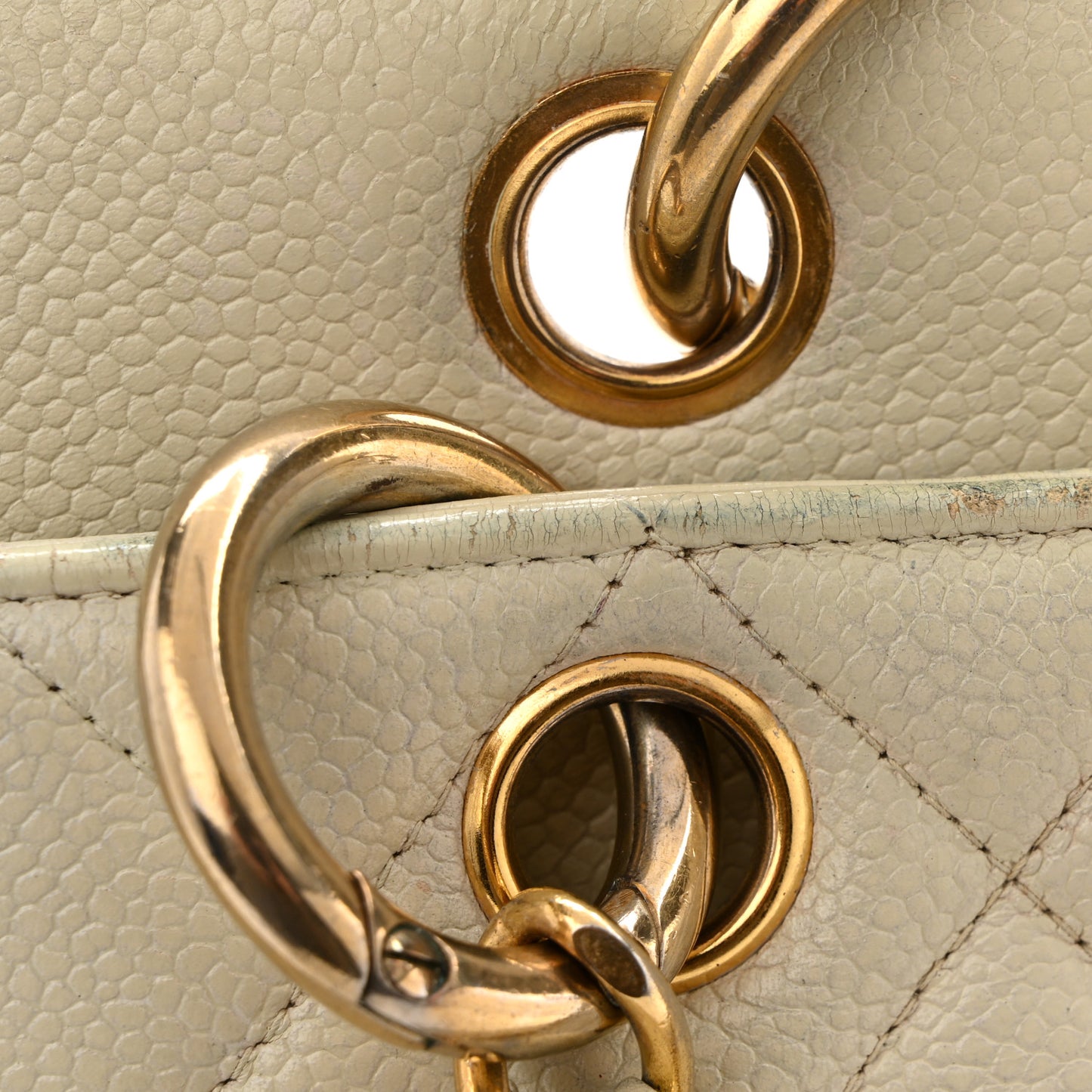 Caviar Quilted Timeless CC Shopping Tote White