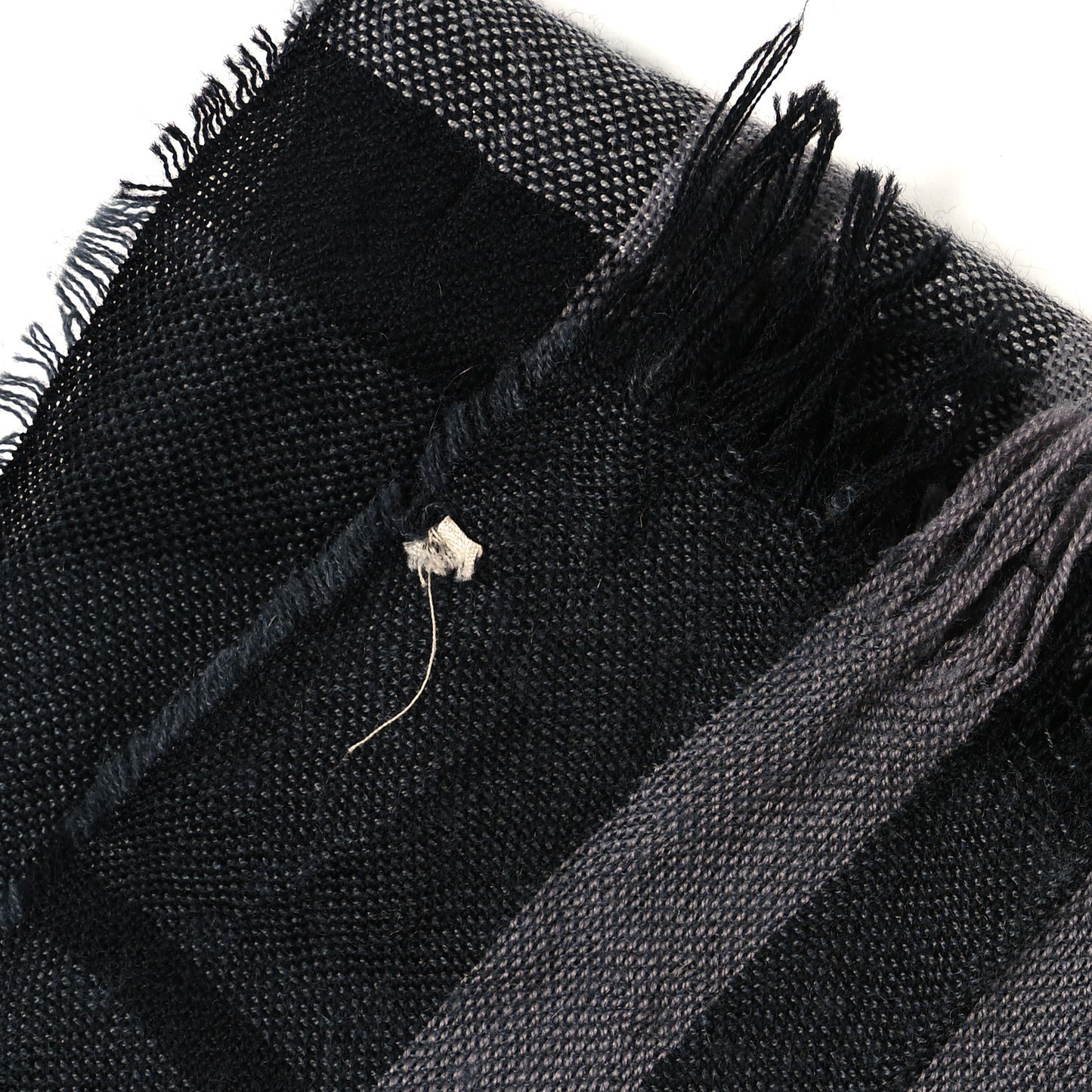 Wool Silk Gauze Giant Check Scarf Black