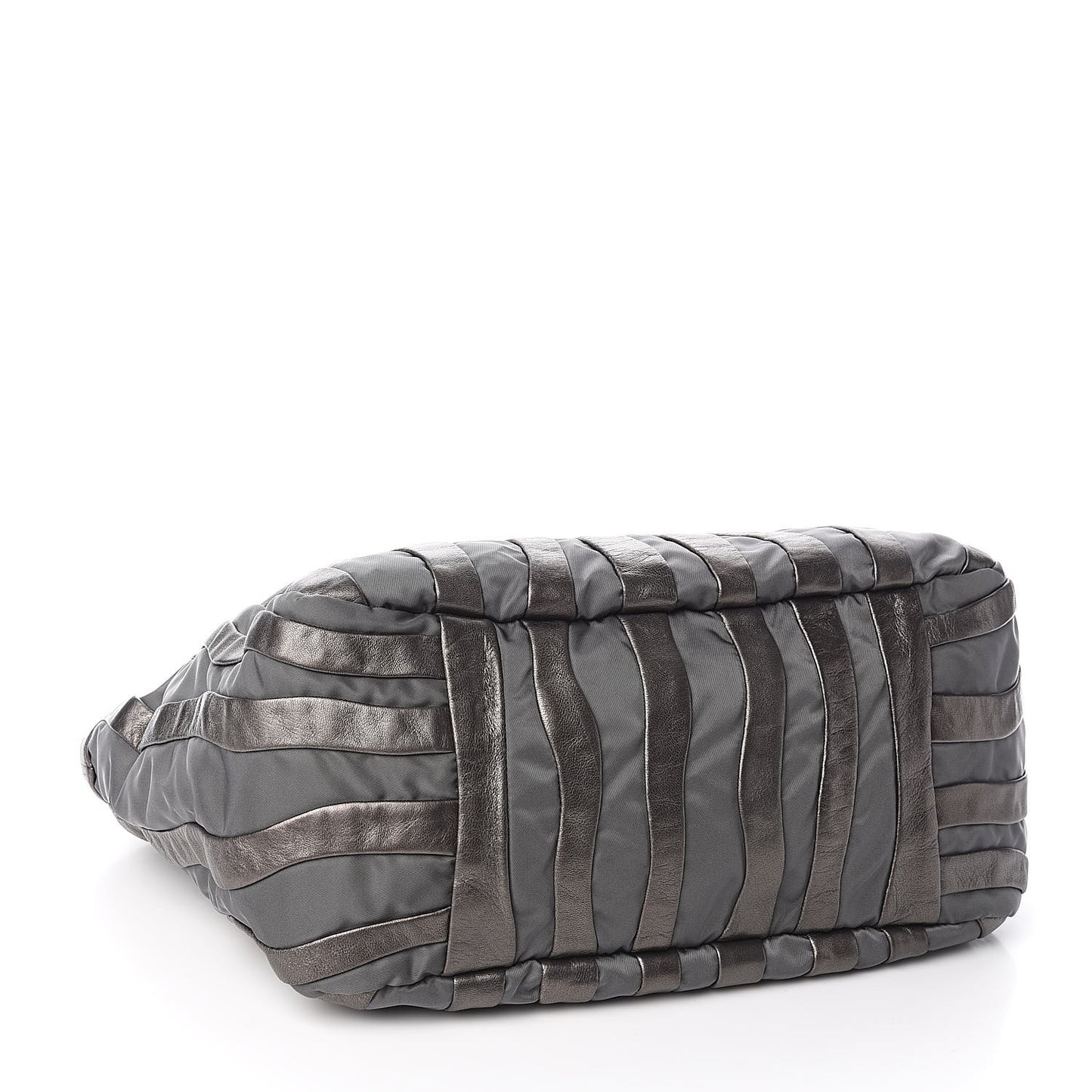Metallic Nappa Tessuto Nylon Mordore Stripes Tote Grey