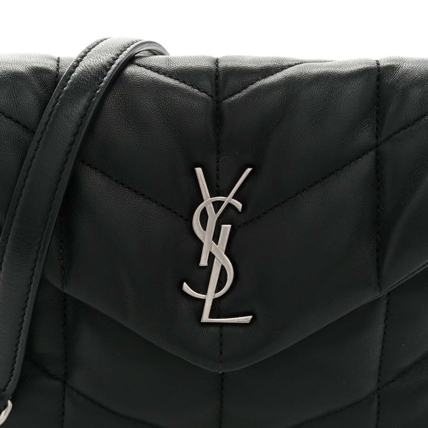 Saint Laurent Lambskin Quilted Toy Loulou Puffer Monogram Chain Satchel Black 9 of 11