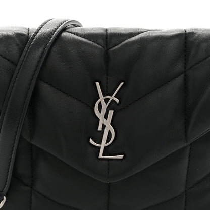 Saint Laurent Lambskin Quilted Toy Loulou Puffer Monogram Chain Satchel Black 9 of 11